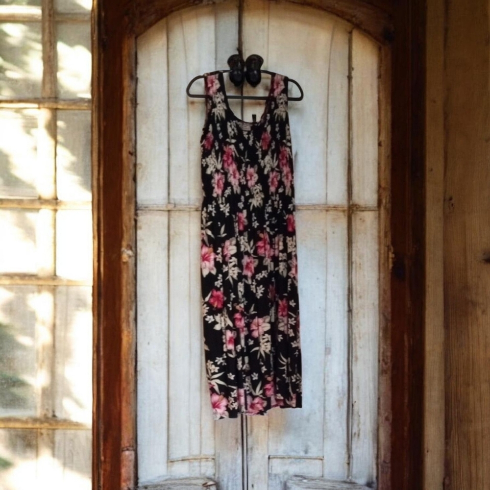 Aloha Hut Hawaii Tropical Floral Sleeveless Maxi Sundress Plus Size